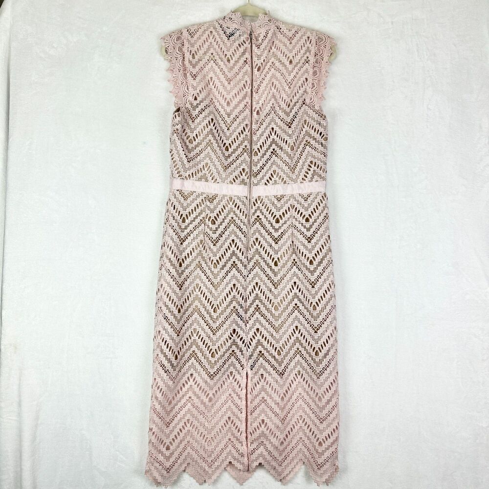 Bardot Imogen Lace Midi Dress Size 10 Pale Blush Cocktail Wedding Guest - Picture 5 of 12